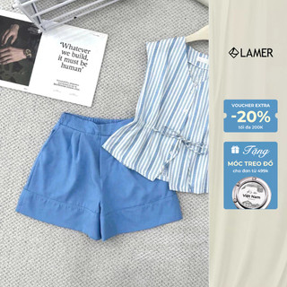 Set Áo sát nách cài cúc cổ tim, nhún sườn phối Quần short túi chéo MCHIC N66C25H031
