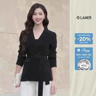 Áo Vest Nữ Dáng Suông Cổ 2 Ve Áo Blazer 2 Lớp Dài Tay Đai Eo L65B23T016