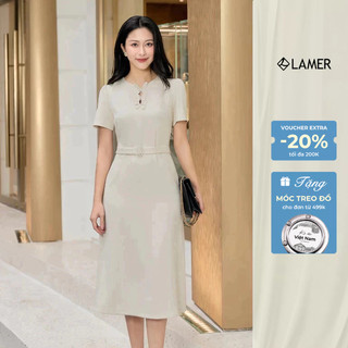 Đầm Dáng Suông LAMER Đai Eo Đính Hoa Tiết Bướm Trang Trí Thanh Lịch O63T26Q001