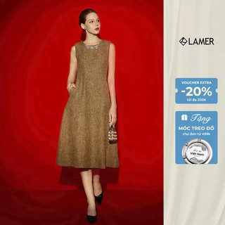 Đầm Dạ Hội Dáng Xoè Sát Nách Đầm Tweed Hàn Cổ Tròn Đính Đá Sang Trọng SHE'S BACK S63L25T002