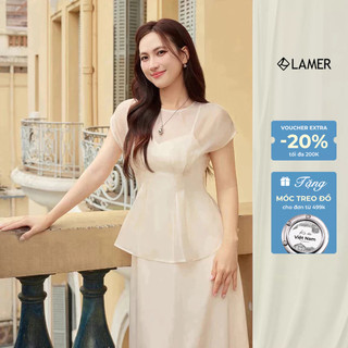 Áo Voan Cổ Tròn Vai Chờm Chiết Ly Eo Áo Choàng Khoác Ngoài Váy Đi Tiệc LAMER S61B26Q003