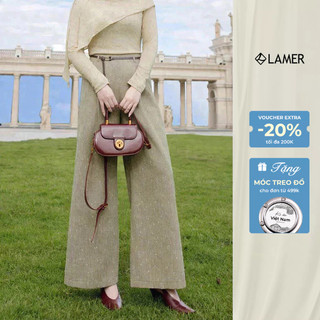 [LAMER x VIỆT HOA] Quần Ống Rộng Nữ Cạp Cao Quần Công Sở Dáng Suông 2 Lớp Dày Dặn L64W25T001