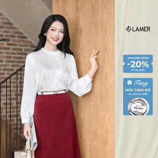 Áo Sơ Mi Nữ LAMER Dáng Suông Cổ Nơ Áo Kiểu Nữ Lụa Nhăn Hàn L61B25Q033