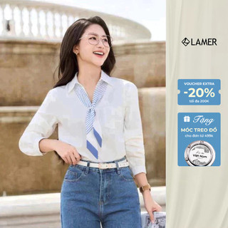 LAMER Áo Sơ Mi Nữ Dài Tay Công Sở Dáng Suông Kèm Khăn Có Thể Tháo Rời O61B26Q009