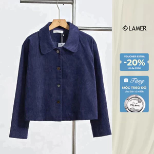 Áo Khoác Nữ Chất Nhung Vai Chờm Cổ Bẻ LAMER V65O25T014