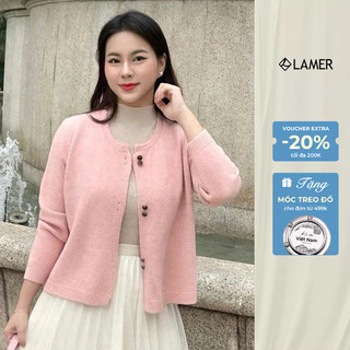 Áo Len Cardigan Cổ Tròn Cúc Đồng Hoa Hồng LAMER N65C24T156