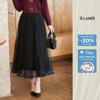 Chân Váy Dáng Xòe Phủ Lưới Viền Gấu LAMER N62L25Q019