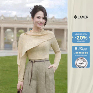 [LAMER x VIỆT HOA] Áo Kiểu Nữ Dài Tay Dáng Ôm Áo Ren Kèm Khăn Tháo Rời Sang Chảnh L66C25T010
