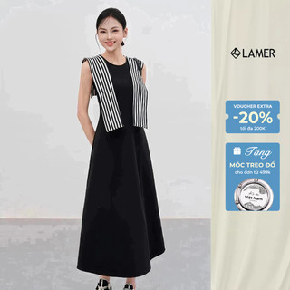 Đầm sát nách dáng xòe cotton phối khăn kẻ trẻ trung VIEN TRAN V66C25H002