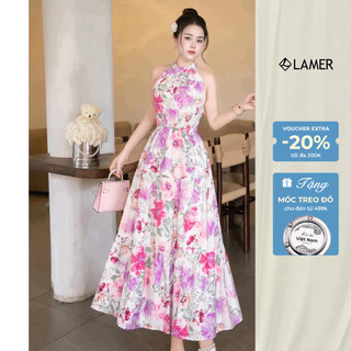 Đầm Yếm Dáng Xoè Chun Eo Đầm Maxi Nhun 3 Tầng Đi Biển Đi Chơi LAMER L63M25H031
