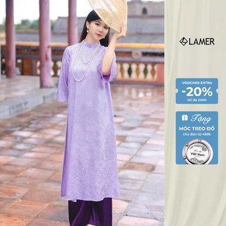 Áo dài nữ cách tân chất gấm, tay lỡ (KHÔNG KÈM QUẦN ) LAMER O61A24Q023