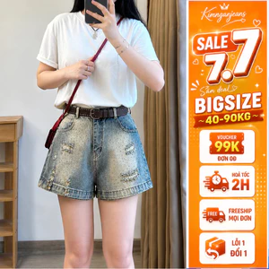 Quần Short Jean Nữ Form Chữ A Bigsize 40–85kg, Quần Sooc Đùi Lưng Cao Che Khuyết Điểm MS1323