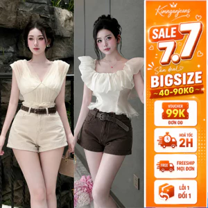 Quần Short Jeans BIGSIZE Nữ Cạp Giữa Eo, Quần Sooc Đùi Nữ Lưng Cao Dáng Chữ A Đi Chơi MS1088