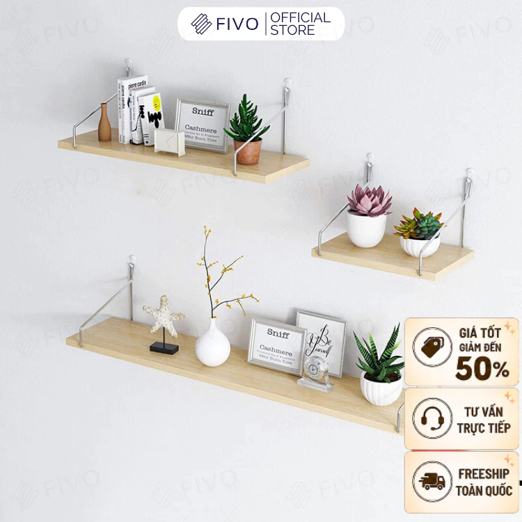 [FURNI HOME] Kệ Treo Tường FIVO FB40 Trang Trí Không Cần Khoan, Tặng Kèm Đinh Và Móc Treo Inox Dễ Dàng Gắn Lên Tường