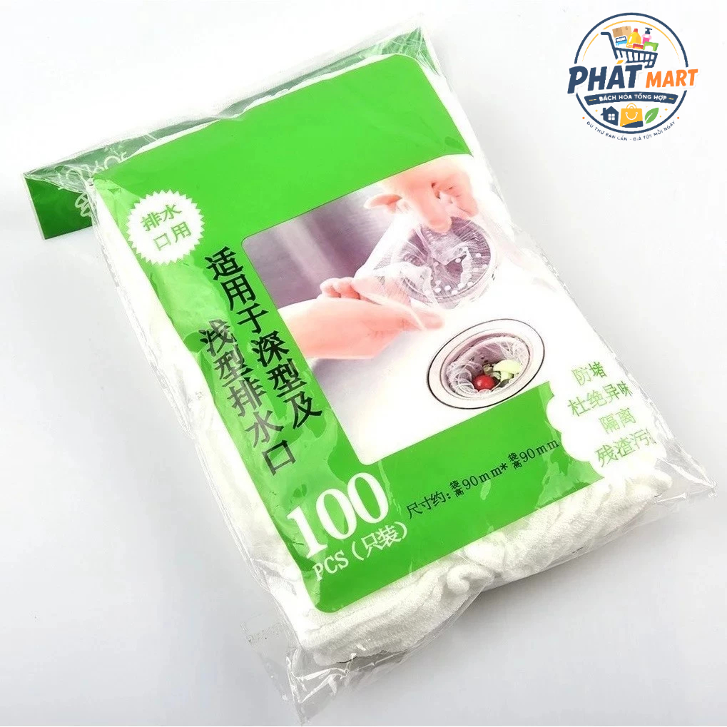 Túi Lưới Lọc Rác Bồn Rửa Chén Co Giãn 100 Cái - Túi Lọc Rác Chậu Rửa Bát Chống Tắc Nghẽn