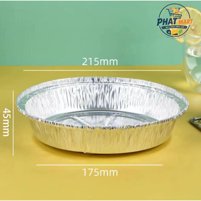 Khay Nhôm Tròn 22cm Lót Nồi Chiên Không Dầu, Đĩa Giấy Bạc Nướng Bánh Chịu Nhiệt