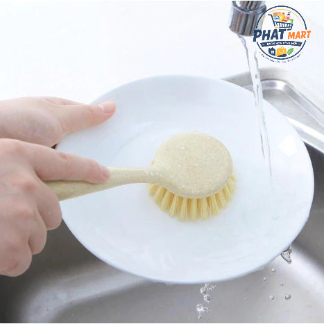 Cây Cọ Rửa Chén Bát Chảo Có Tay Cầm Dài Đa Năng - Bàn Chải Chà Xoong Nồi Sợi Lúa Mạch Tiện Lợi