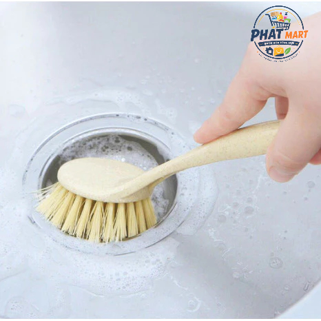 Cây Cọ Rửa Chén Bát Chảo Có Tay Cầm Dài Đa Năng - Bàn Chải Chà Xoong Nồi Sợi Lúa Mạch Tiện Lợi