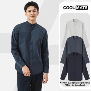 Áo sơ mi nam dài tay cổ tàu Premium Poplin thoáng khí không xù lông Coolmate