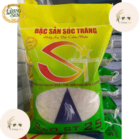 Gạo ST25 Sóc Trăng Loại 1 - Túi 5KG/10KG - Thơm Dẻo Mềm - Đặc Sản Sóc Trăng