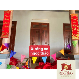 Dây Cờ Đuôi Nheo Nhiều Màu 9M 28 Lá Vải Phi Bóng - Cờ Dây Trang Trí Khai Trương, Lễ Hội, Sân Trường