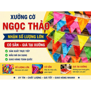 Dây Cờ Đuôi Nheo Nhiều Màu 9M 28 Lá Vải Phi Bóng - Cờ Dây Trang Trí Khai Trương, Lễ Hội, Sân Trường