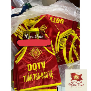 Băng Đeo Tay Đội Tuần Tra Đỏ Vàng Thêu Nổi, Vải Satin Bóng Đẹp, Giá Xưởng Nhận Số Lượng Lớn