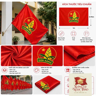 Cờ Đoàn, Đội in  70x100cm Cao Cấp | Vải Phi Bóng Đẹp | Hình In Sắc Nét| Giá Xưởng Có Sẵn SLL