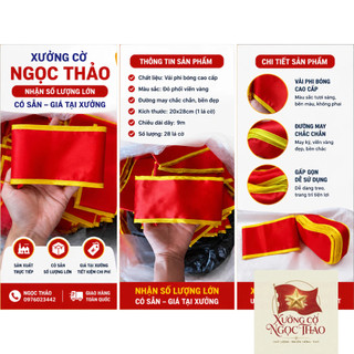 🇻🇳 5 Băng Đeo Tay Đỏ Viền Vàng ,băng tay trơn ko in vải phi bóng dày dặn đẹp