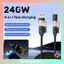 Cáp sạc nhanh đa năng 4 trong 1 240W tương thích với chuẩn IP 8-17 của Huawei làm từ silicon lỏng cao cấp