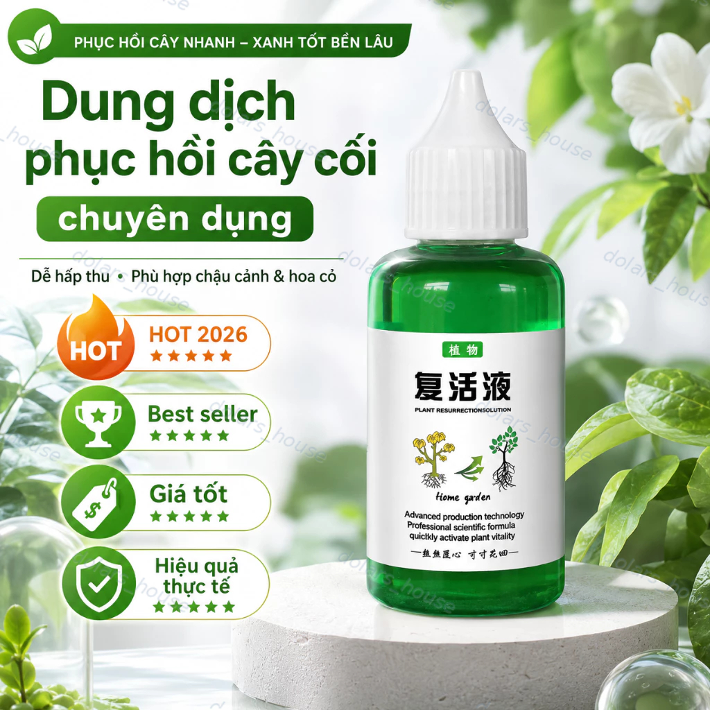 Dung Dịch Phục Hồi Cây 50ml Hỗ Trợ Vàng Lá Héo Rũ Kích Rễ Bật Chồi Dễ Hấp Thu Cây Cảnh Hoa Cỏ
