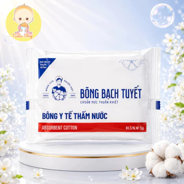 (túi 5g) Bông Y Tế Thấm Nước Bông Bạch Tuyết Chính Hãng - Bông Gòn Vô Trùng Sơ Cứu Vết Thương, Vệ Sinh Cá Nhân