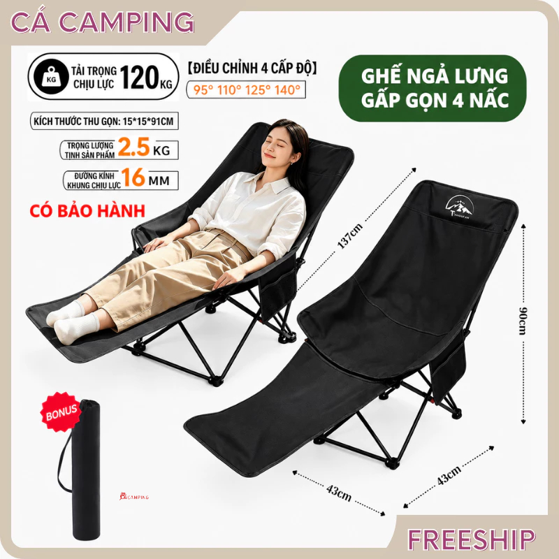 Ghế Camping Gấp Gọn Ngả Lưng Tmountain Chịu Lực Cao Cấp Dã Ngoại Du Lịch Ngoài Trời Bền Đẹp
