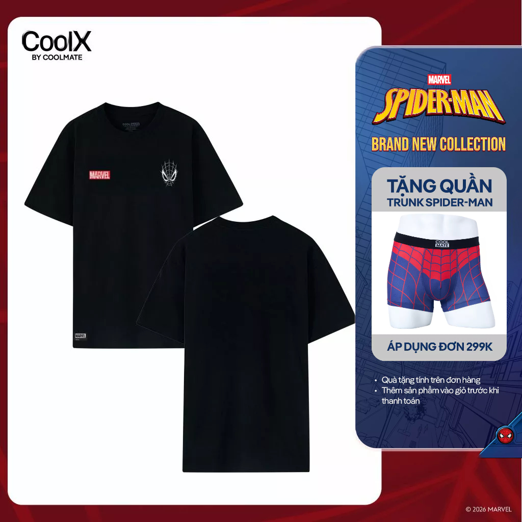 [BST SPIDERMAN BRAND NEW] Áo Thun Cotton Compact Nam Nữ Coolmate Spiderman Spider Crew