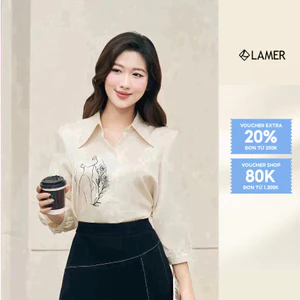 Áo Sơ Mi Nữ LAMER Tay Lửng Thêu Hình Cô Gái, Sơ Mi Lụa Thời Trang Công Sở L61H25Q003