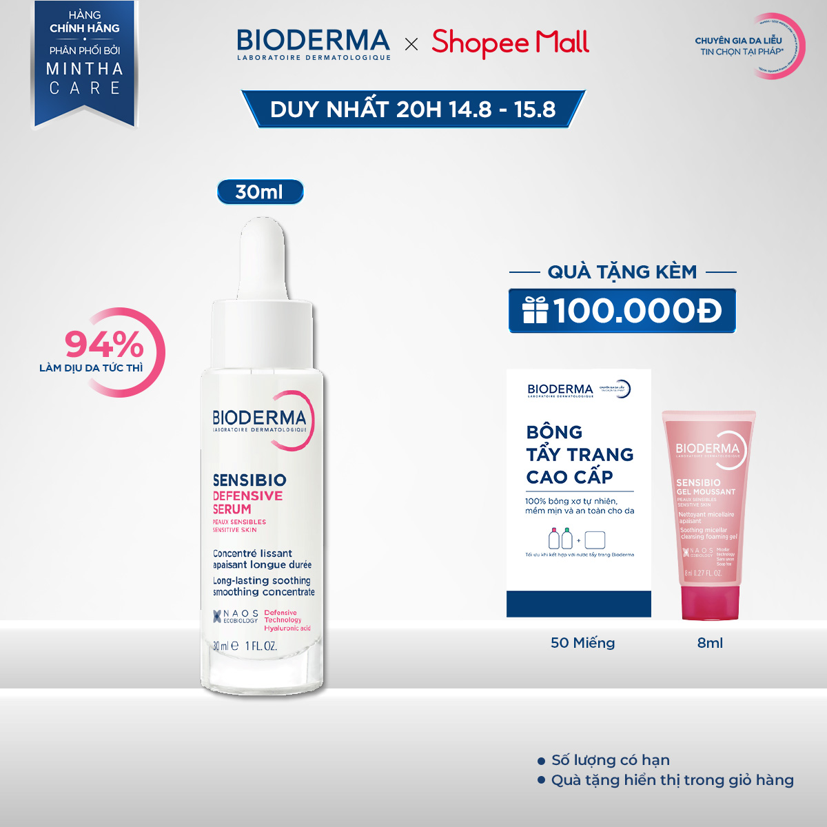 Tinh Chất Bioderma Sensibio Defensive Serum 30ml