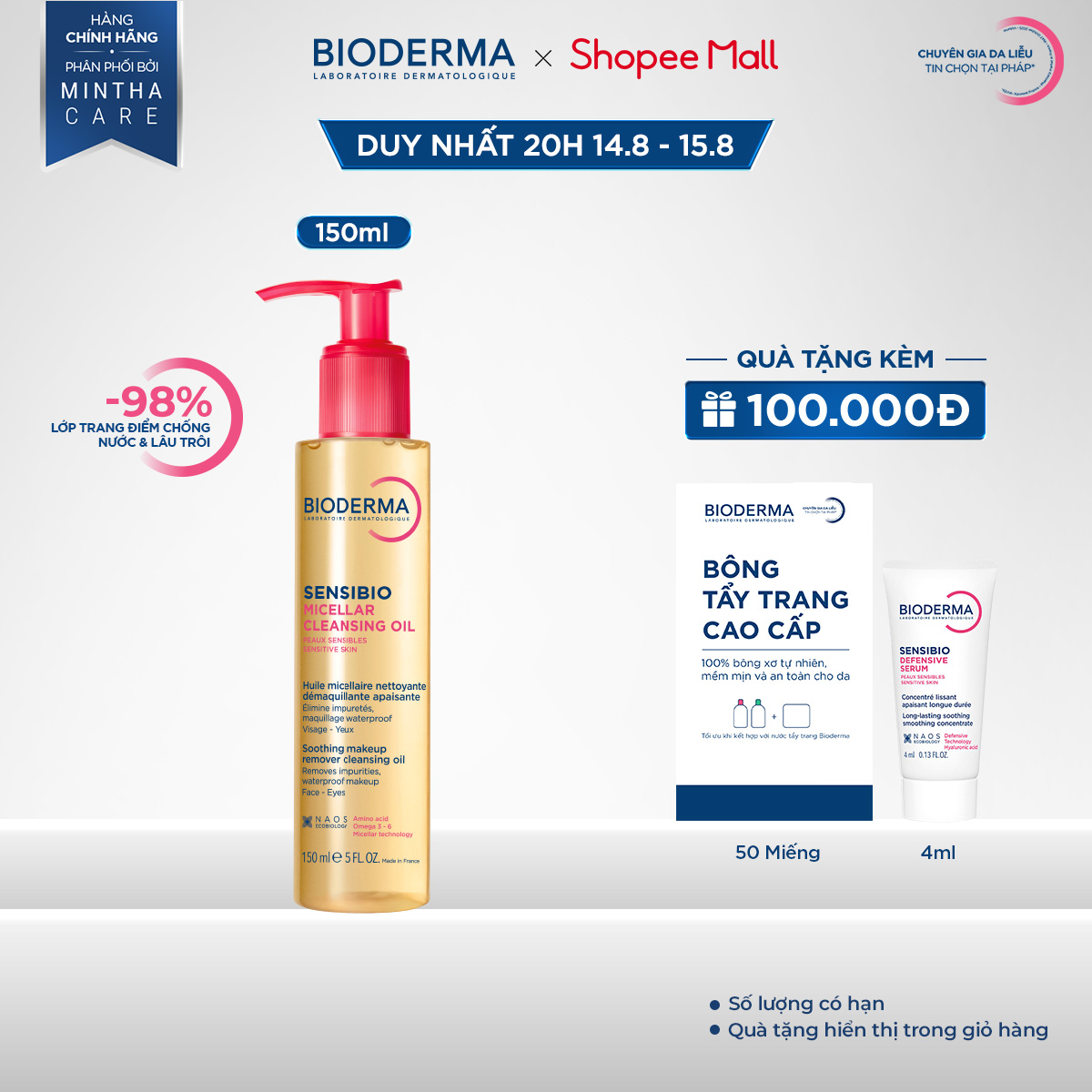 Dầu Tẩy Trang Bioderma Sensibio Micellar Cleansing Oil 150ml