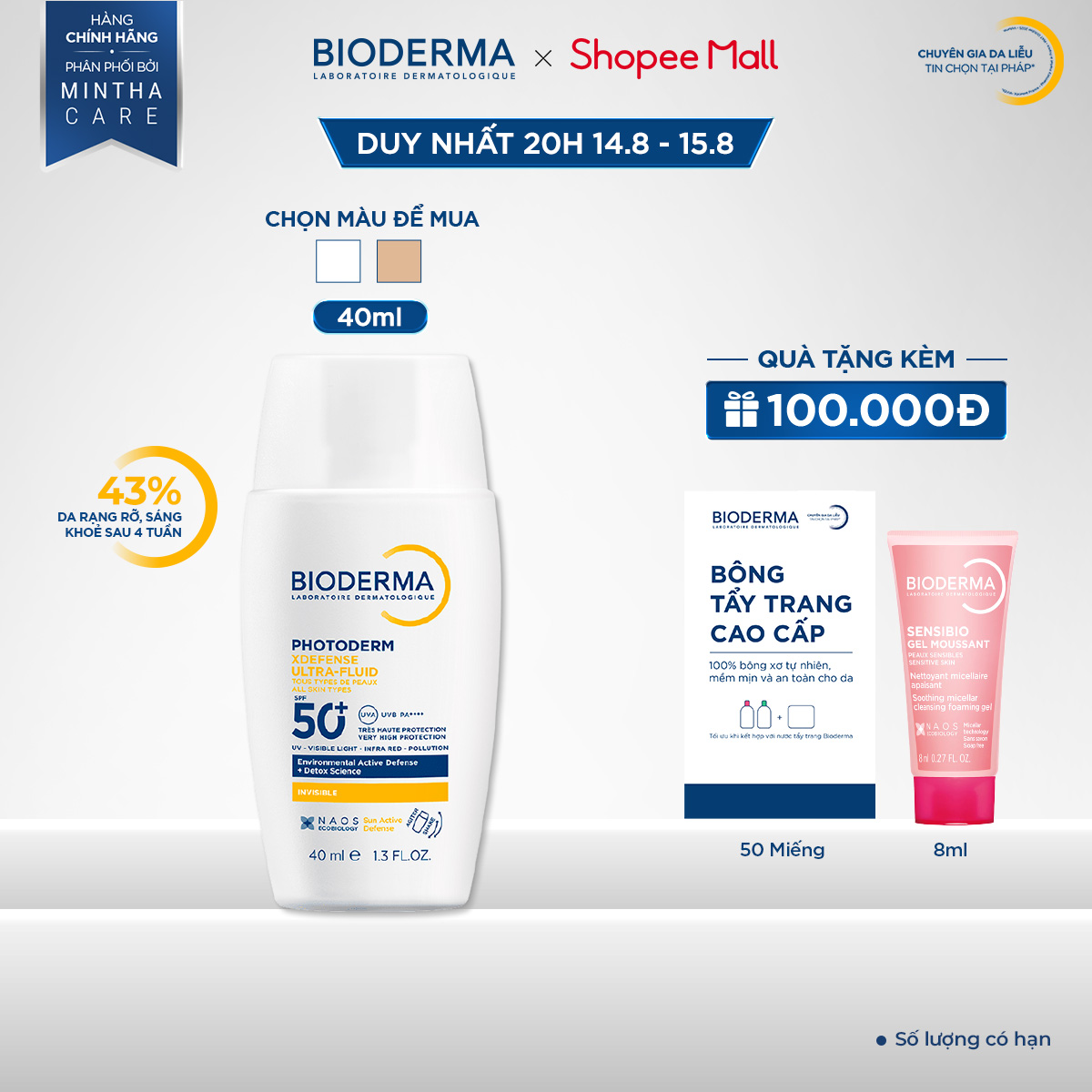 Sữa Chống Nắng Bioderma Phổ Rộng, Bảo Vệ Da Toàn Diện Photoderm Xdefense Ultra-fluid SPF 50+ 40ml | Guardian Việt Nam