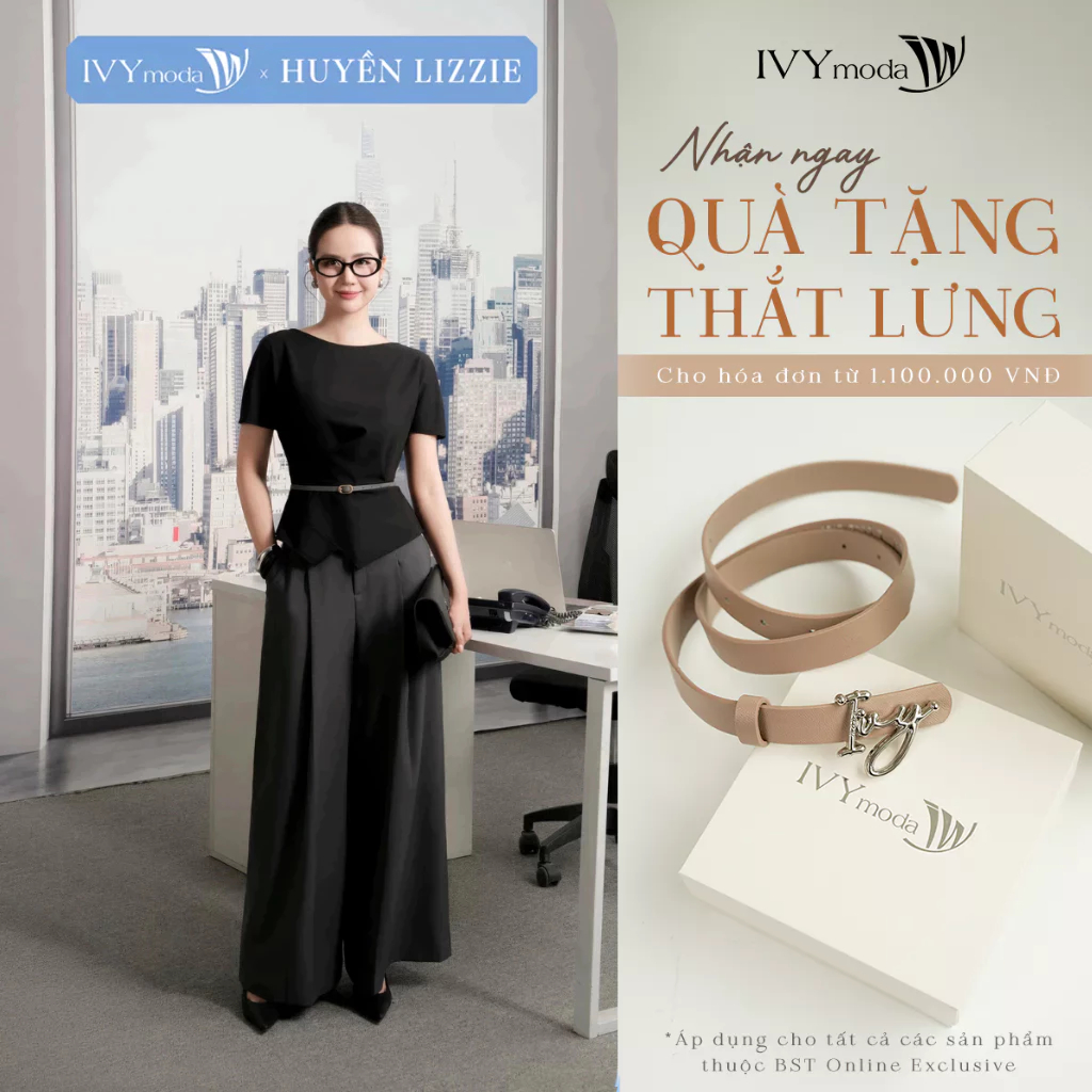 Quần Tây ống suông cạp cao, quần suống nữ công sở hiện đại IVY moda MS 22T0312