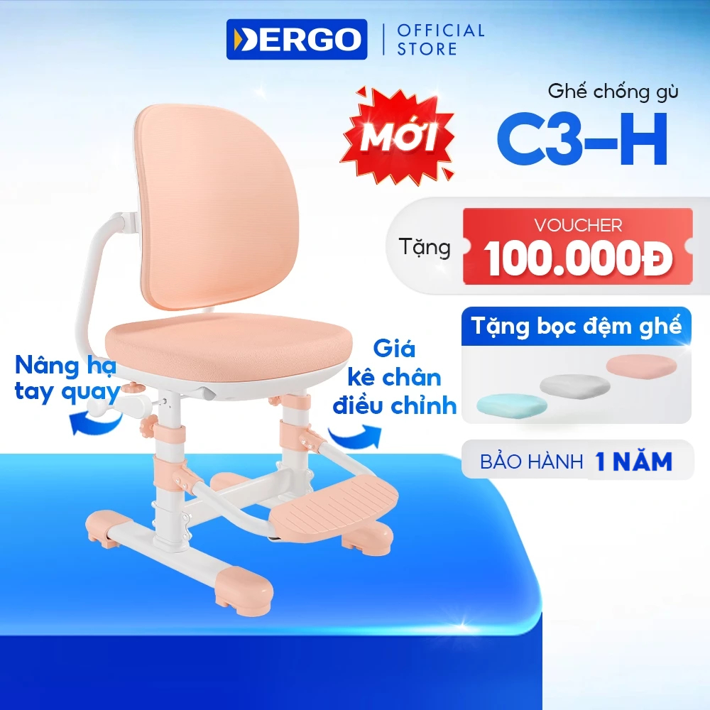 [Mới 2026 - Voucher 100K] Ghế Ngồi Học Cho Bé DERGO LEO C3-H Ghế Chống Gù Nâng Hạ Trục Quay Điều Chỉnh Đa Chiều | BigBuy360 - bigbuy360.vn
