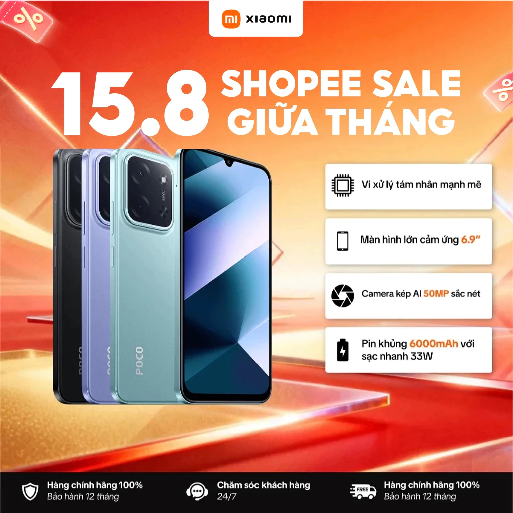 Điện thoại XIAOMI POCO C85 (6+128GB) | Màn 6.9" 120Hz | Camera 50MP | Chip Helio G81-Ultra