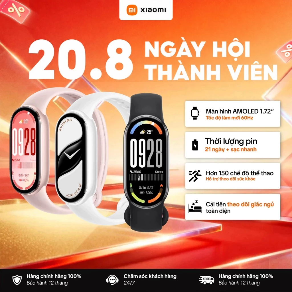Vòng Đeo Tay Thông Minh Xiaomi Mi Smart Band 10 / AMOLED 1.72" / Chống Nước 5ATM – Phiên Bản Quốc Tế, Bảo Hành 12 Tháng