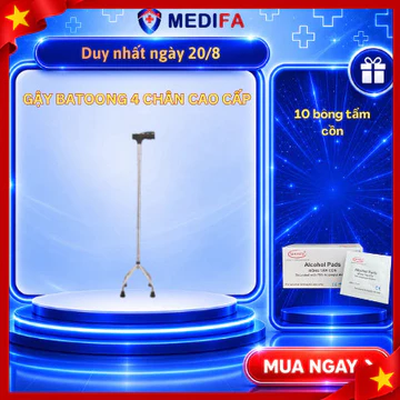 Gậy chống cho người già Oromi - Gậy batoong cao cấp 4 chân thiết kế gọn nhẹ, điều chỉnh được cao thấp