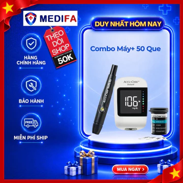 COMBO Máy Đo Đường Huyết ACCU-CHEK Instant Kèm Hộp 50 Que Thử Đường Huyết Instant Chính Hãng