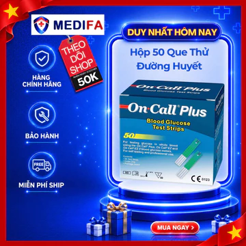 Hộp 50 Que Thử Đường Huyết On Call Plus Gồm 2 Lọ, Mỗi Lọ 25 Que Thử
