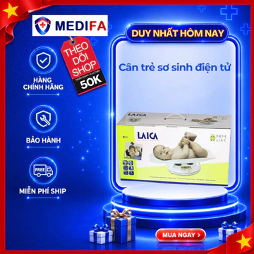 Cân trẻ sơ sinh điện tử Laica BF20510/BF2051 tính trọng lượng trung bình khi trẻ cử động kết hợp đo chiều cao trẻ em