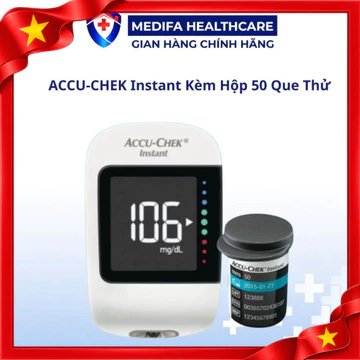 Máy Đo Đường Huyết Chính Hãng ACCU-CHEK Instant Kèm Hộp 50 Que Thử Đường Huyết ACCU-CHEK Instant Bảo Hành Trọn Đời