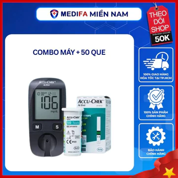 Combo Máy Đo Đường Huyết Accu-Chek Active Kèm 50 Que Thử Roche - Bộ Máy Thử Tiểu Đường Cá Nhân