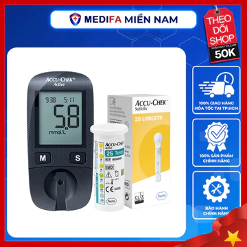 Combo Máy Đo Đường Huyết ACCU-CHEK Active Kèm 25 Que Thử & 25 Kim Lấy Máu SoftClix