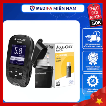 Combo Máy Đo Đường Huyết ACCU-CHEK Guide Kèm 25 Que Thử & Hộp 24 Kim Lấy Máu FastClix